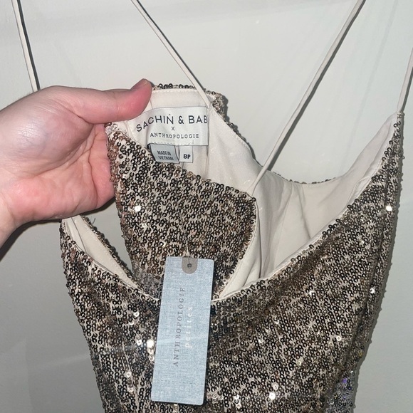 Sachin & Babi x Anthropologie Colorblocked Sequined Midi Dress 8 Petite - Picture 11 of 14